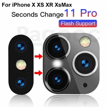 

For iPhone X XS XR Seconds Change on iPhone 11 Pro Max Lens Sticker 11Pro Xs Max Luxury Metal Alumium Camera Protective Cover