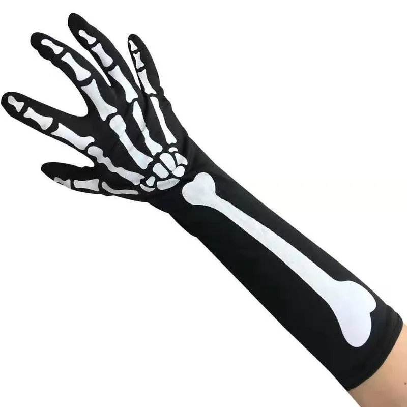 Halloween Skeleton Gloves Skull Face Mask Scarf Set Unisex Scary Ghost Paw Gloves Bleeding Cosplay Halloween Party Decoration