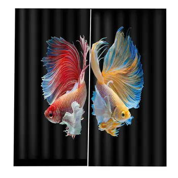 

1105238465 Goldfish Curtain 140*100 Creative Home Interior Bedroom Living Room Curtain Hotel Decorative Curtain