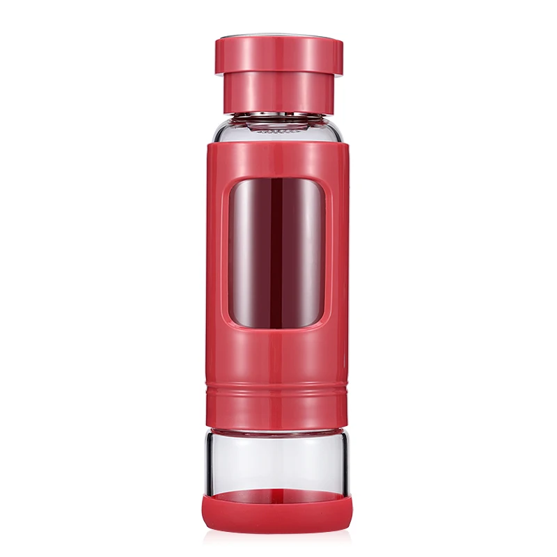 JOUDOO 430 мл Высококачественная стеклянная бутылка для воды термостойкие чайные бутылки с чайной заваркой портативная посуда для напитков чашка воды 35 - Цвет: Красный