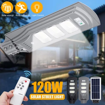 

120W Super Bright Outdoor 144 LED Solar Light Control PIR Motion Sensor Wall Street Light Garden Courtyard Deck Lamp