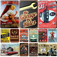 Гаражная табличка, металлическая винтажная жестяная вывеска, булавка, потертый шик, Декор, винтажные металлические знаки, украшение для бара, металлический плакат для паба, металлическая пластина