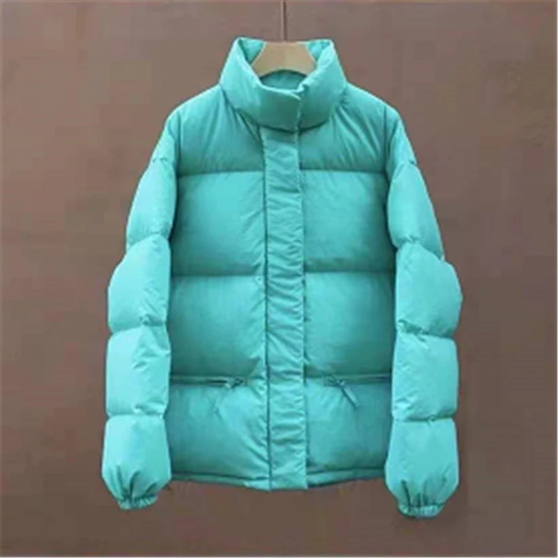 

2021 new Winter Ultra Light Stand Collar Short Down Jacket Women 90% White Duck Coat Loose Warm Bread service Outwear