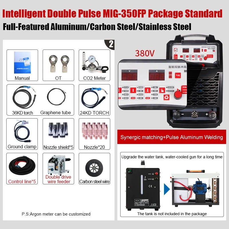 ANDELI Smart Three Phase Aluminium MIG welder lets Double System Pulse MIG-350FP Lasser Transform Split Laser soldering Machine