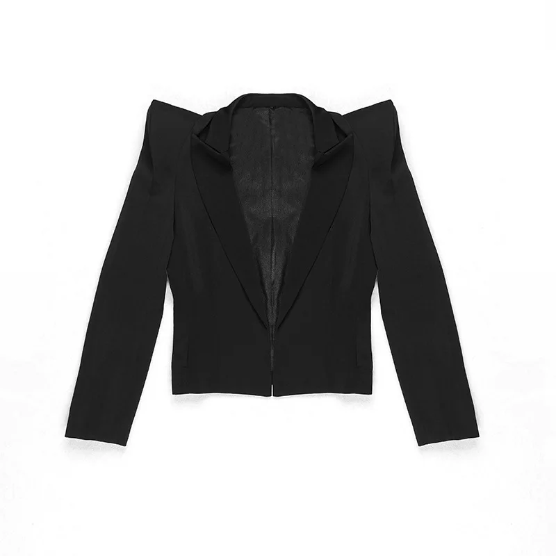 Casaco Elegante das Mulheres Slim Fitting Peak Ombros Blazer