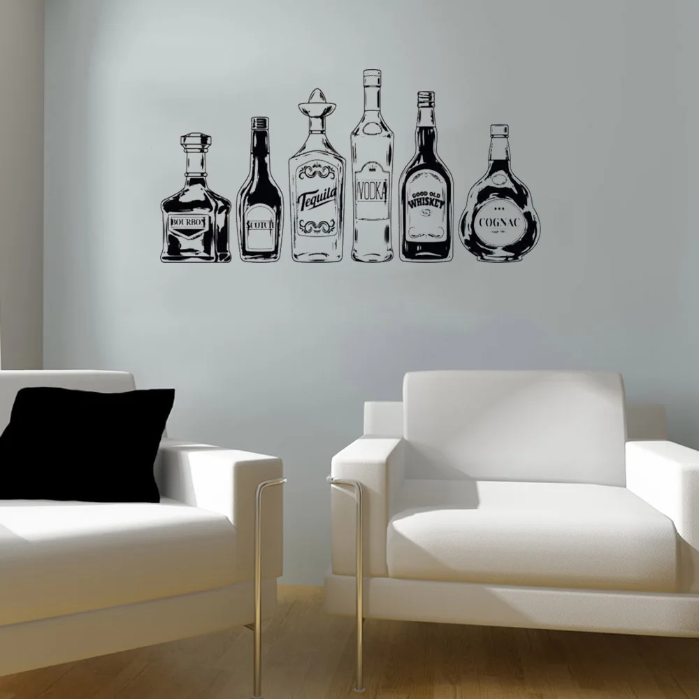 

Irish Whiskey Bottle Wall Decal Vinyl Alcohol Glass Wall Stickers For Kitchen Bar Removable Home Decor Murals DW7855