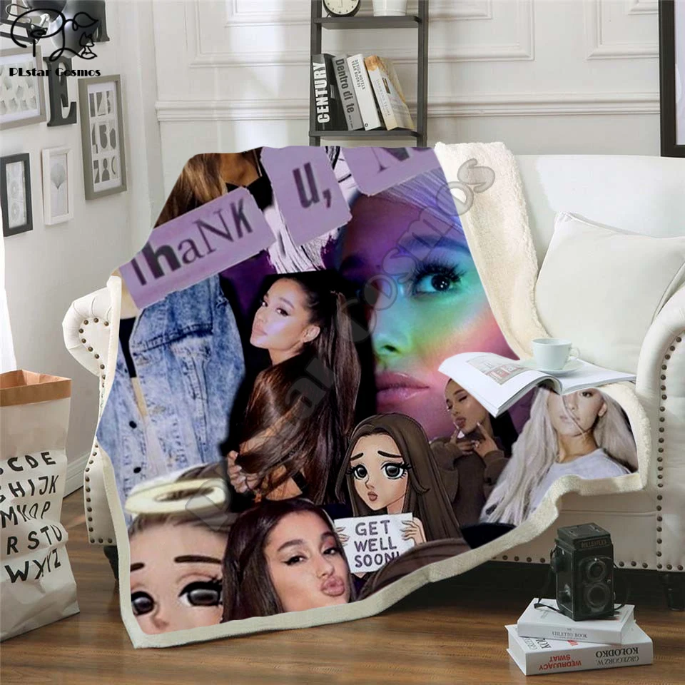 

Ariana Grand Fleece Blanket Plush 3d Printed for Adults Sofa Sherpa Fleece Bedspread Wrap Throw Blanket style-1