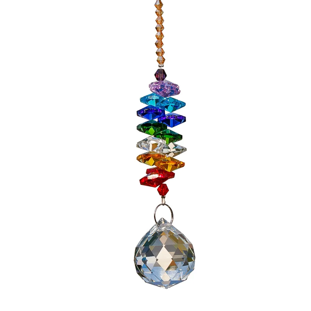 H&D 30mm Chandelier Crystal Ball Suncatcher Rainbow Maker Window Hanging Ornament Chakra Cascade Sun Catcher Home Garden Decor