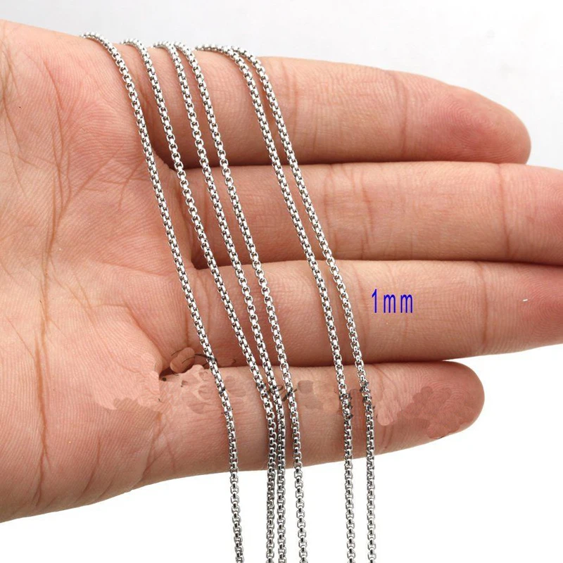 

Fashion Silver Chain 1mm/2mm/3mm/5mm/7mm Stainless Steel box Necklace Chain For women men locket pendant