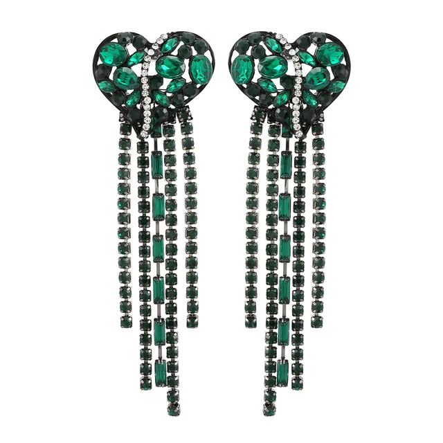 Ztech New Green Series Set Earrings Designer Jewelry Crystal Tassel Za Accessories Handmake Statement Bijoux Pendientes Brincos E1632