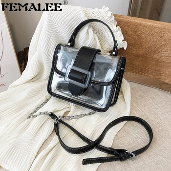 

Summer Fashion Women's Transparent Square Sling Bag Cool PVC Shoulder Bag Jelly Messenger Bag Mobile Sweet Lady Tote Handbag