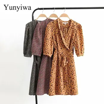 

2020 Women's New Slim Floral Suit Collar Wrap Dress Women Sexy Dresses Midi Elegant Clothes Club Vestidos