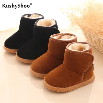 

Kushyshoo Winter Snow Boots Kids 2020 Fashion Hook&loop Solid Color Children's Boots All-match Plush Warm Cotton Shoes for Kids