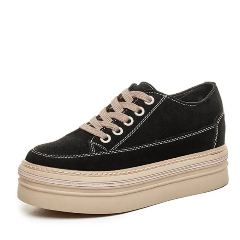 Модные корейские кроссовки на платформе и высоком каблуке Женская удобная