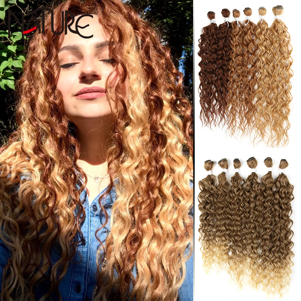 Nature Hair Extensions Loose Wave Hair Bundles Ombre Brown 24-28inch Synthetic Hair Weave High Temperature Fiber For Black Women мужские кроссовки nike air force 1 07 lx next nature brown kelp dc8744 301