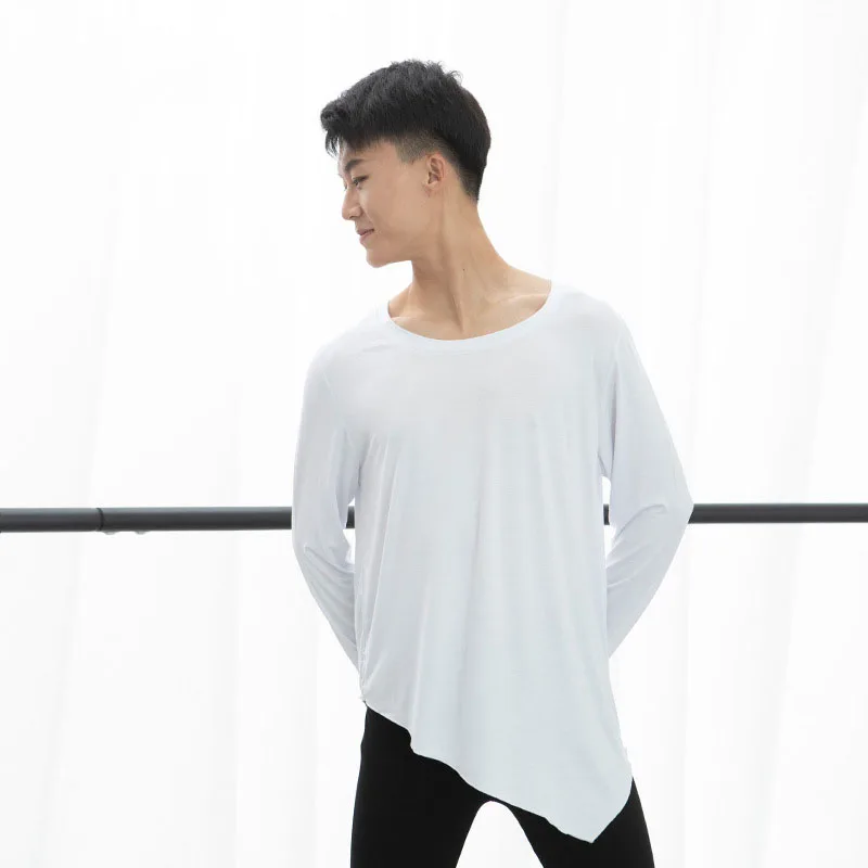 front irregular man Tops Latin dance Tops modern Dance Loose Male teacher tops DA029 dance shirts