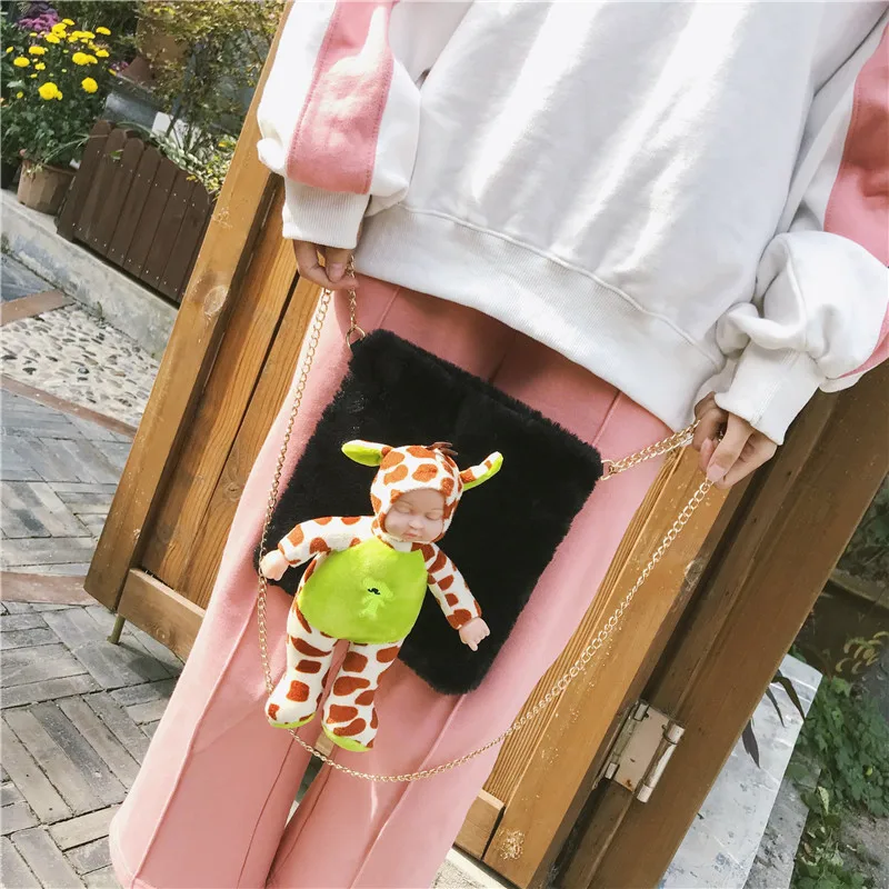 

Cute Japanese-style Doll Pendant mao rong bao Deconstructable Doll Chain Shoulder Oblique Bag Trend Mobile Phone Bag