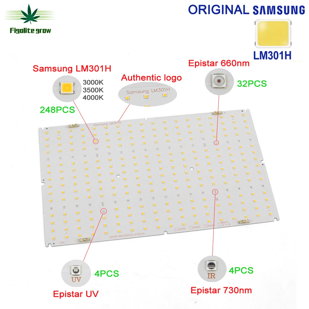 

New LED Grow Light Original Samsung LM301H QB288 Quantum Tech V3 LED Board ,Dimmer,MeanWell Driver,Heat Sink