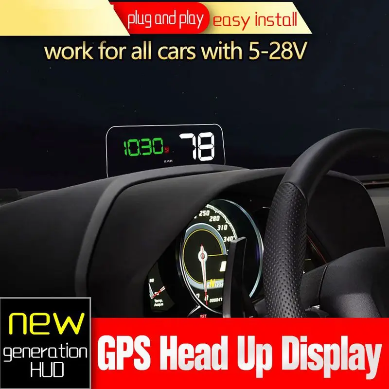 T900 Автомобильный gps HUD с отражающей панелью, дисплей, скоростной измеритель, автомобильный проектор, стерео изображение, gps скорость для всех автомобилей