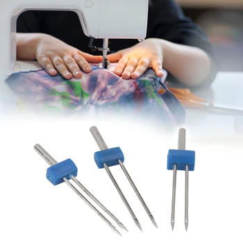 

3Pcs Double Twin Needles Household Sewing Machine Pins Mix Size 2/3/4mm Twin Stretch Machine Needles Sewing Tool