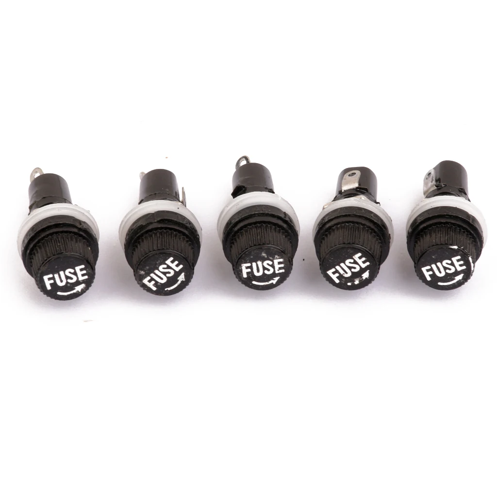 

5x Durable Chassis Panel Mount Fuse Holder Socket for Glass Fuses 250V 10A
