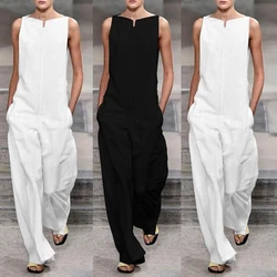 Monos con hombros descubiertos para mujer, pantalones de pierna ancha sin mangas, monos informales elegantes para mujer, color blanco y negro, gran oferta, 2021