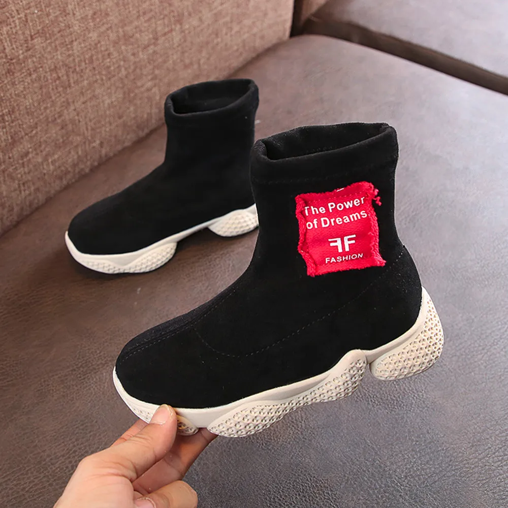 Kid Toddler Baby Boys Girls Letter Print Warm Ankle Boots Sport Shoes Sneaker Children's High Boots