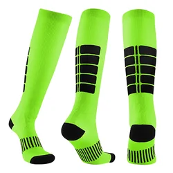 Black Compression Socks for Sports - Anti - Fatigue Knee High Stockings for Pain Relief (Square - Green)