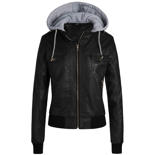 Black Новые женские Куртки из искусственной кожи, женские мотоциклетные пальто на молнии, осенне-зимняя теплая верхняя одежда, куртки, Женское пальто, Y805 - Цвет: Black