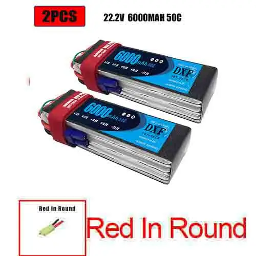 Аккумулятор DXF 7,4 V 22,2 V 6S 2S 5200mah 6000mAh 50C Burst 100C для радиоуправляемого автомобиля квадрокоптера вертолета самолета - Цвет: 2PCS6000SOFTRED