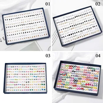 

100 Pairs/Set Random Plant Fruit Animal Stud Earrings For Women Girls Kids Jewelry Cute Bear Polymer Clay Earring Set Mix Gifts