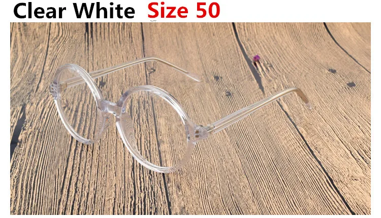 Clear White Size 50 7 размеров, прозрачные белые женские и мужские очки, оправа, винтажные детские круглые прозрачные линзы, очки, оптическая оправа для очков, черный леопард - Цвет оправы: Clear White Size 50