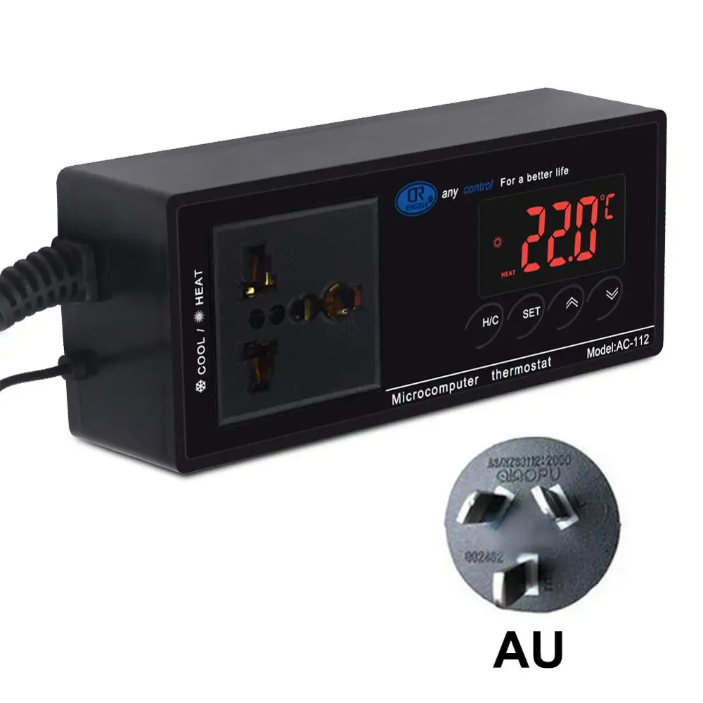 Yieryi AC-112 цифровой термостат вставка ряд-40-100 ℃ аквариум инкубатор для рептилий теплицы рыбы термостат бака - Цвет: AU-plug