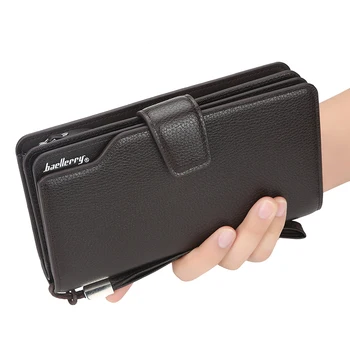 

men wallets luxury brand long PU leather Clutch multi-function coin pocket vintage male purses zipper phone wallet hot selling