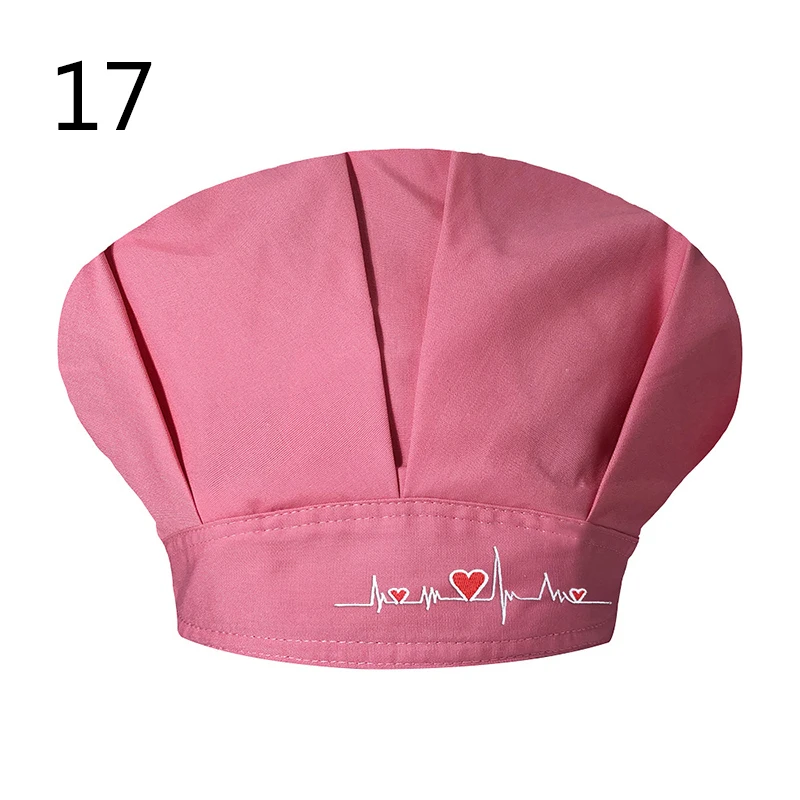 24Styles Elastic Nurse Hat Cotton Adjustable Love Print Bouffant Oil-proof Dust-proof Surgical Hat Hair Cover Medical Equipment 