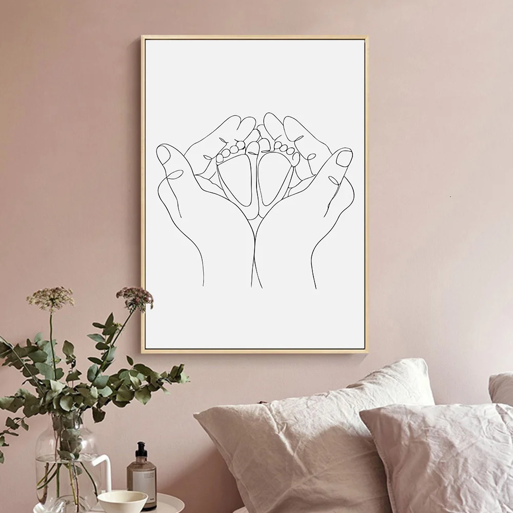 

Line Hand Picture Abstract Hands Drawing Print Minimalist Posters And Prints Modern Bedroom Decoration Wall Art Canvas Paintings