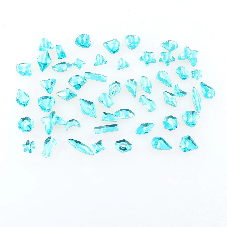 Aquamarine Формы микс 50 шт./пакет Аквамарин шт разноцветных Стекло Хрустальные стразы аппликация на клейкой основе для нейл-арта, handimade ремесла Сделай Сам отделка - Цвет: Aquamarine