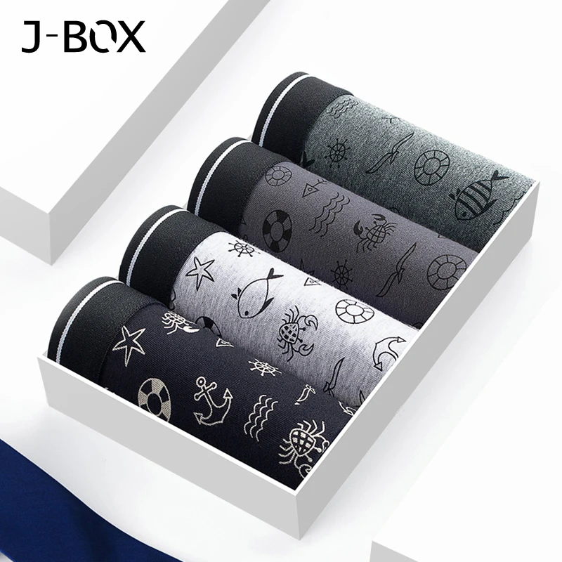 J BOX бренд 4 шт./лот мужское сексуальное нижнее белье мужские хлопковые боксеры