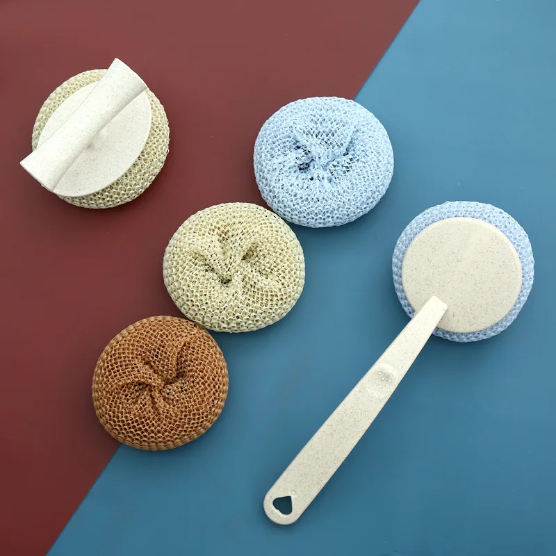 Color Nanometer Cleaning Ball Kitchen Wash Dishes Wheat Straw Fiber Brush Pot Household Steel Wire Ball Stainless Steel Does Not