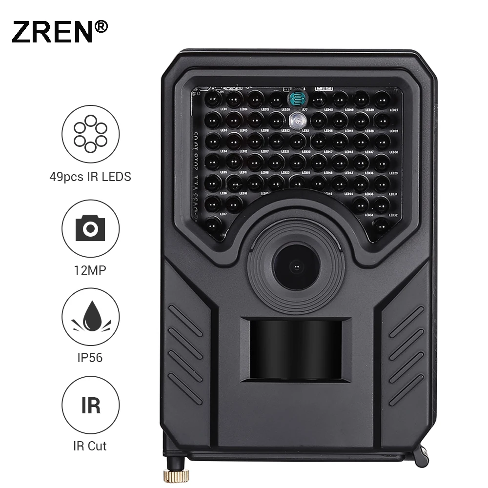 

ZREN ZR200 Trail Camera 12MP 49pcs 940nm IR LED Hunting Camera IP56 Waterproof Wildlife Camera Night Vision photo traps scout