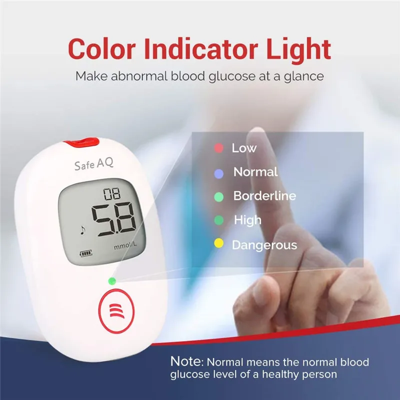 Sinocare Safe AQ Voice Blood Gluocse Meter Glucometer Diabetes Kit Blood Sugar Tester Blood Gluocse Monitor Test Strips Lancet - Image 4