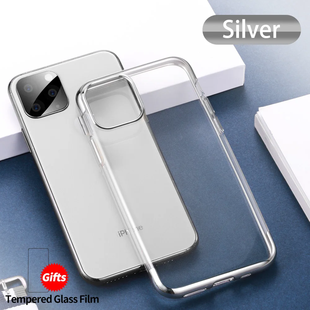 Силиконовый чехол SmartDevil для iPhone 11Pro Max 11, мягкий прозрачный чехол для iPhone X XS Max XR, металлизированный чехол для телефона - Цвет: Silver