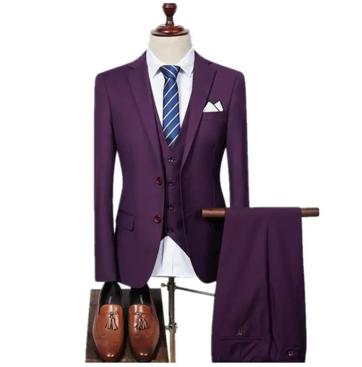

(Jacket+Vest+Pants)Men Slim Fit Suits men's Wedding Suits With Pants Business Mens Formal Wear High quality men's casual suits