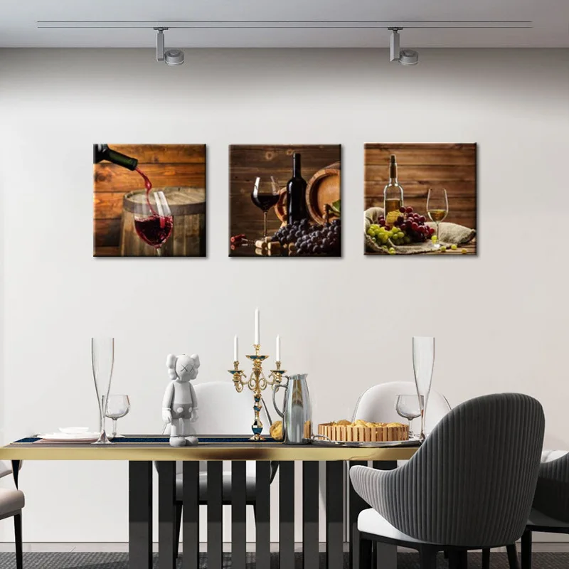 Decoración hogar decoración de habitación Hot selling red wine glass restaurant canvas poster HD spray painting core dining room | Дом и
