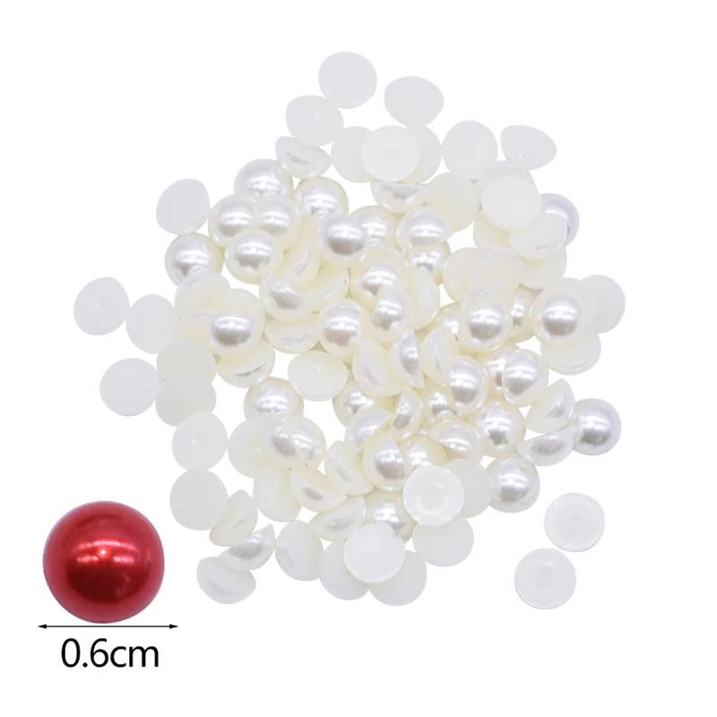 500/1000pcs 6mm Flatback Pearl Beads Half Round No Holes Fake Pearls for DIY Craft Scrapbooking Supplies Clothing Decorations
