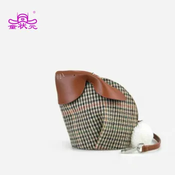 

Fashion New Style Rabbit Shape Plaid Pu Leather Women Purse Totes Bag Clutch Bag Female Daily Handbag Shoulder Bag Crossbody Bag
