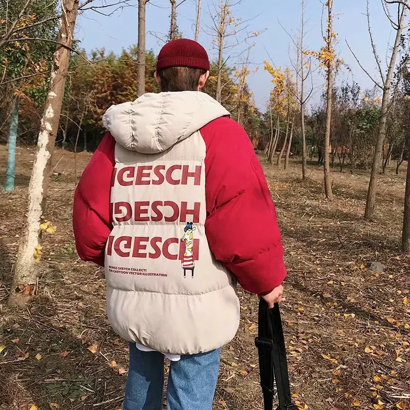 Одежда для пар, хлопковая стеганая куртка,, зимнее пуховое пальто, корейский стиль, с принтом оленя, хлопковая стеганая одежда, тренд, свободный хлопок