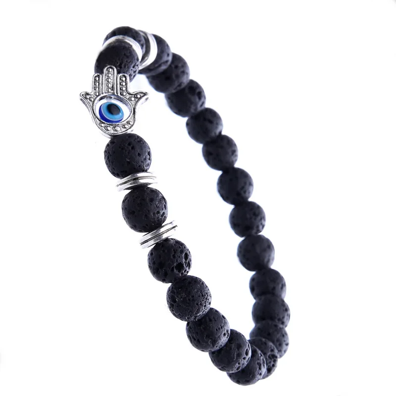 2017-New-Hamsa-Hand-Evil-Charm-8mm-Black-Lava-Natural-Stone-Bead-Bracelet-Prayer-Buddha-Bracelets (2)