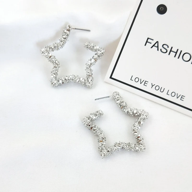 Серьги кольца женские металлические золотистые/серебристые с полыми