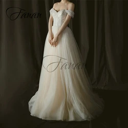 Sweetheart Off The Shoulder Organza Wedding Dresses Backless Beading Sequined A-Line Bridal Gown robe de mariée vestido de noiva